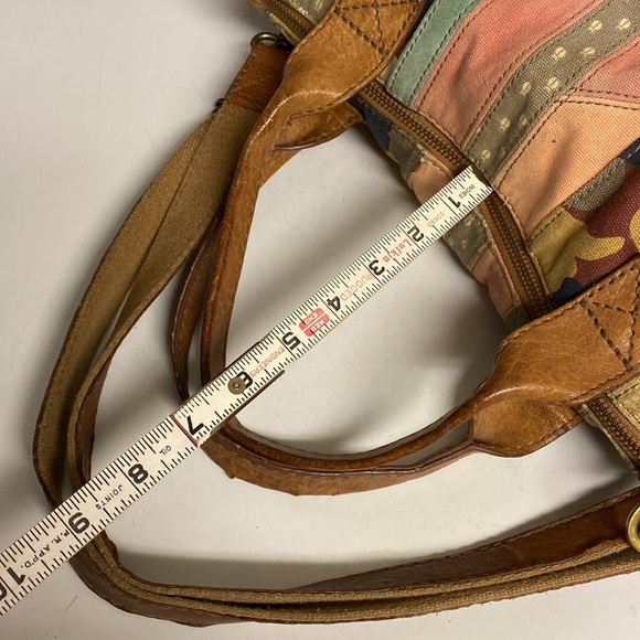 Fossil Fabric Crossbody Top Handle Patchwork Purse - Picture 12 of 17